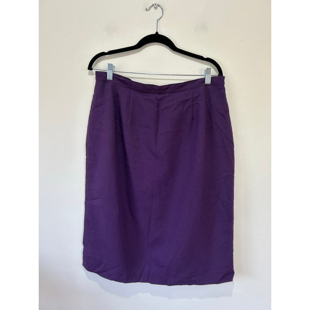 Vintage En Avance wool skirt size 16 purple lined pencil skirt